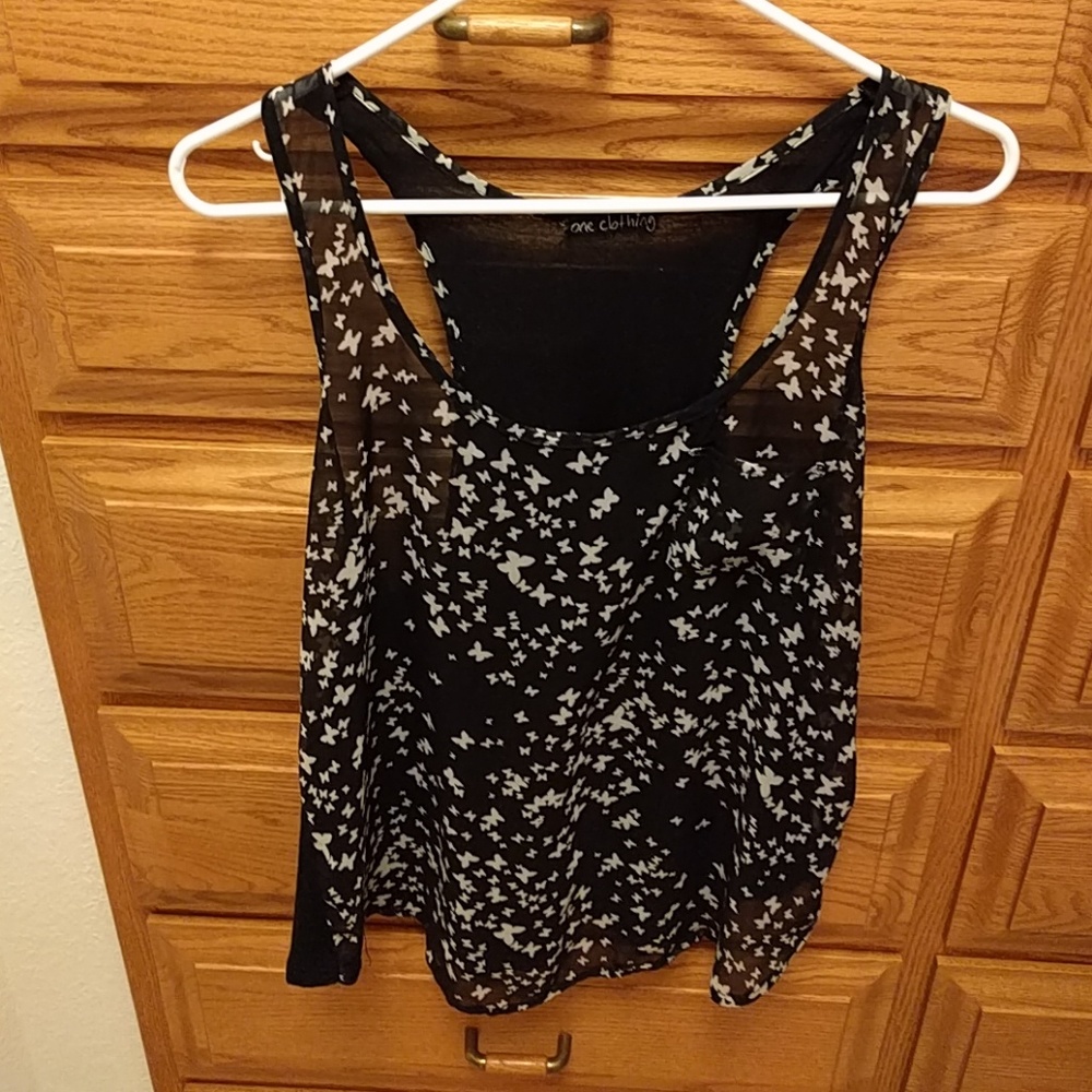 Sheer butterfly tank top